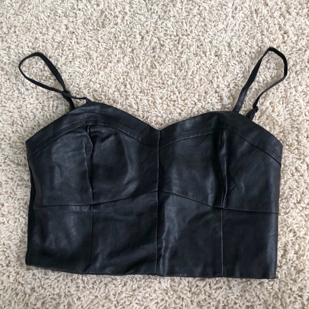 Faux leather crop top